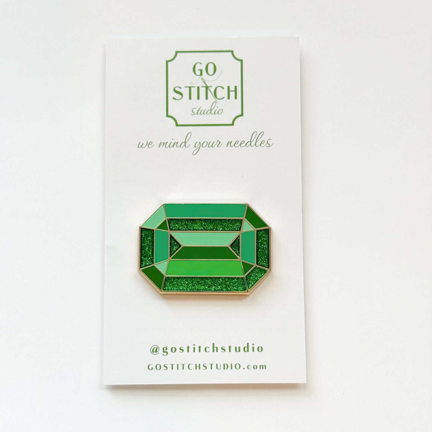 Sparkling Green Gem Needleminder, Needlepoint Accessories