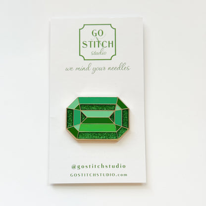 Sparkling Green Gem Needleminder, Needlepoint Accessories