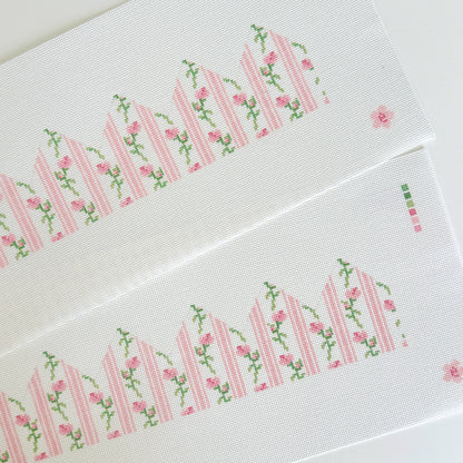 Vintag Floral Striped Crown Needlepoint Canvas, Birthday Needlepoint, 18 Mesh