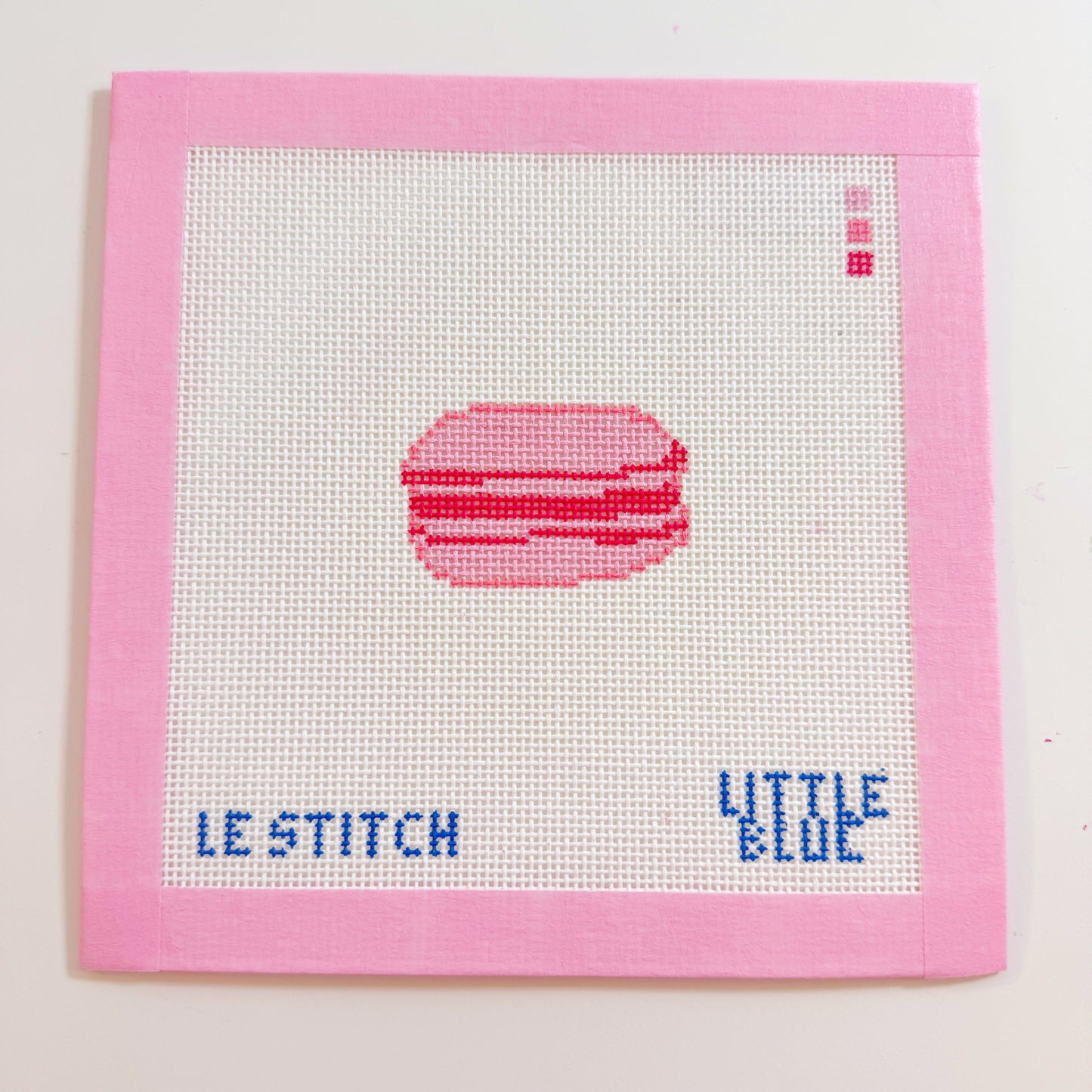 Pink Macaron Snack Food Needlepoint Canvas, 18 Mesh, 2x1.5 Design