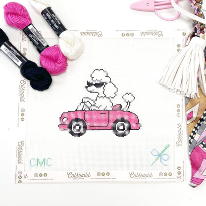 Poodle in Pink Convertible Needlepoint Canvas, Aesthetic Needlepoint Canvas, 18 Mesh, 4x3 Design