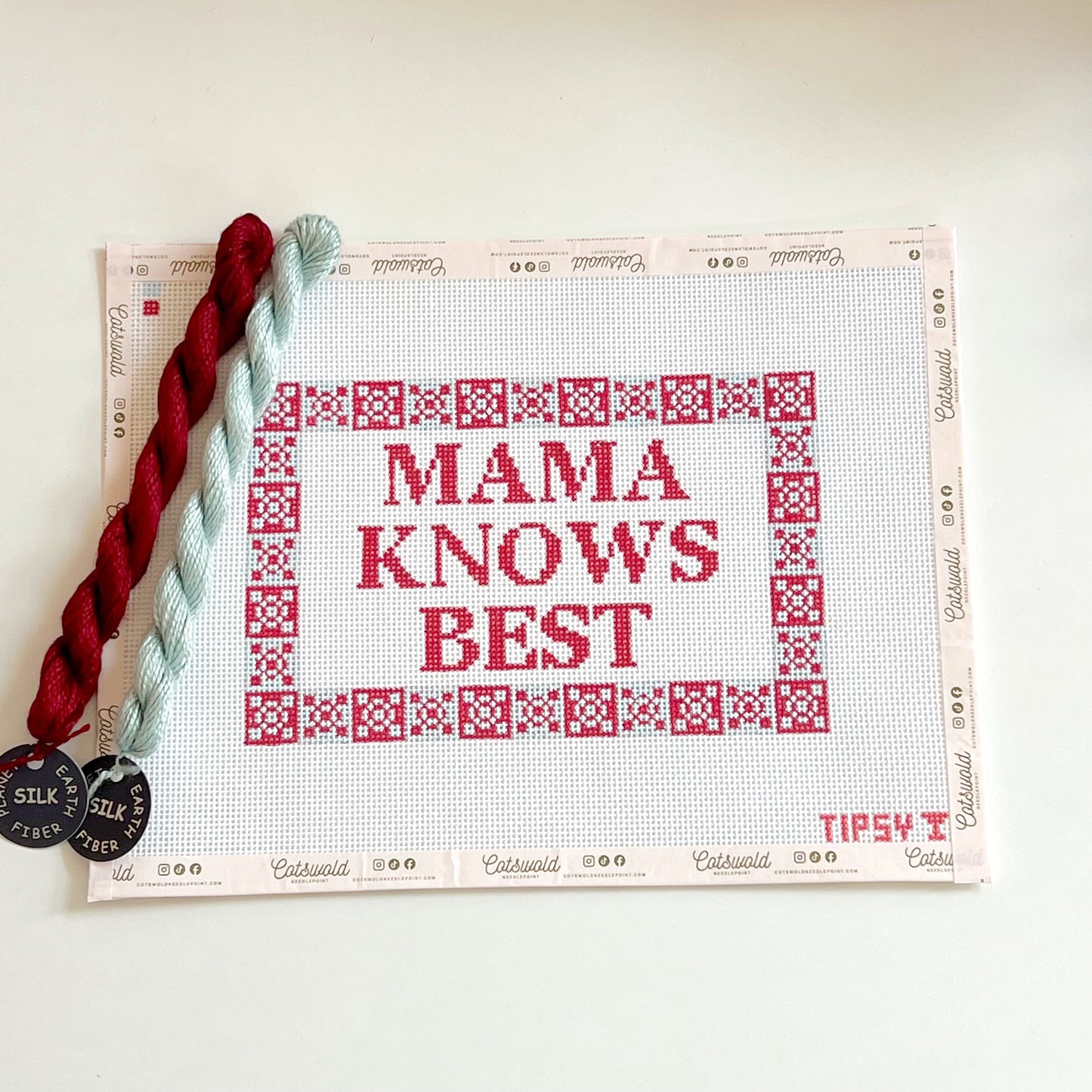 Mama Knows Best Sign Needlepoint Canvas, 13 Mesh, 12.5" x 9.25" Design Size