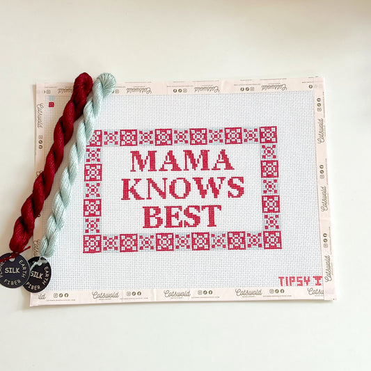 Mama Knows Best Sign Needlepoint Canvas, 13 Mesh, 12.5" x 9.25" Design Size