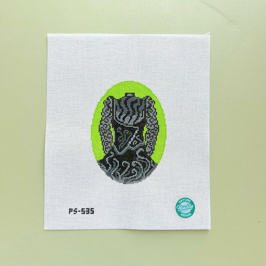 Wicked Black Elphaba Costume Needlepoint Canvas, 18 Mesh, 5.5"x4" Design Size