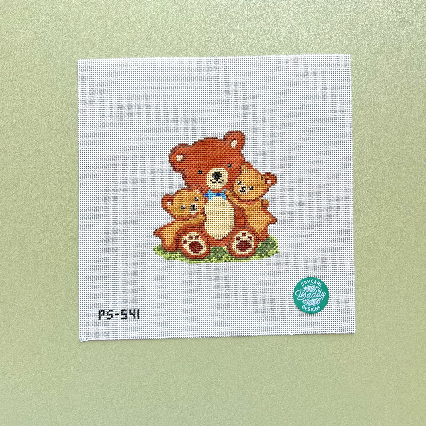 Brown Dada Bear Needlepoint Canvas, 18 Mesh, 3.5"x4" Design Size