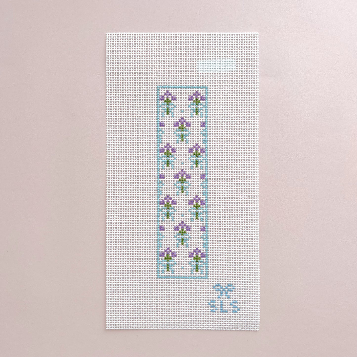Purple Bouquet Bookmark Needlepoint Canvas, 13 Mesh,  6.1" x 1.6" Design Size