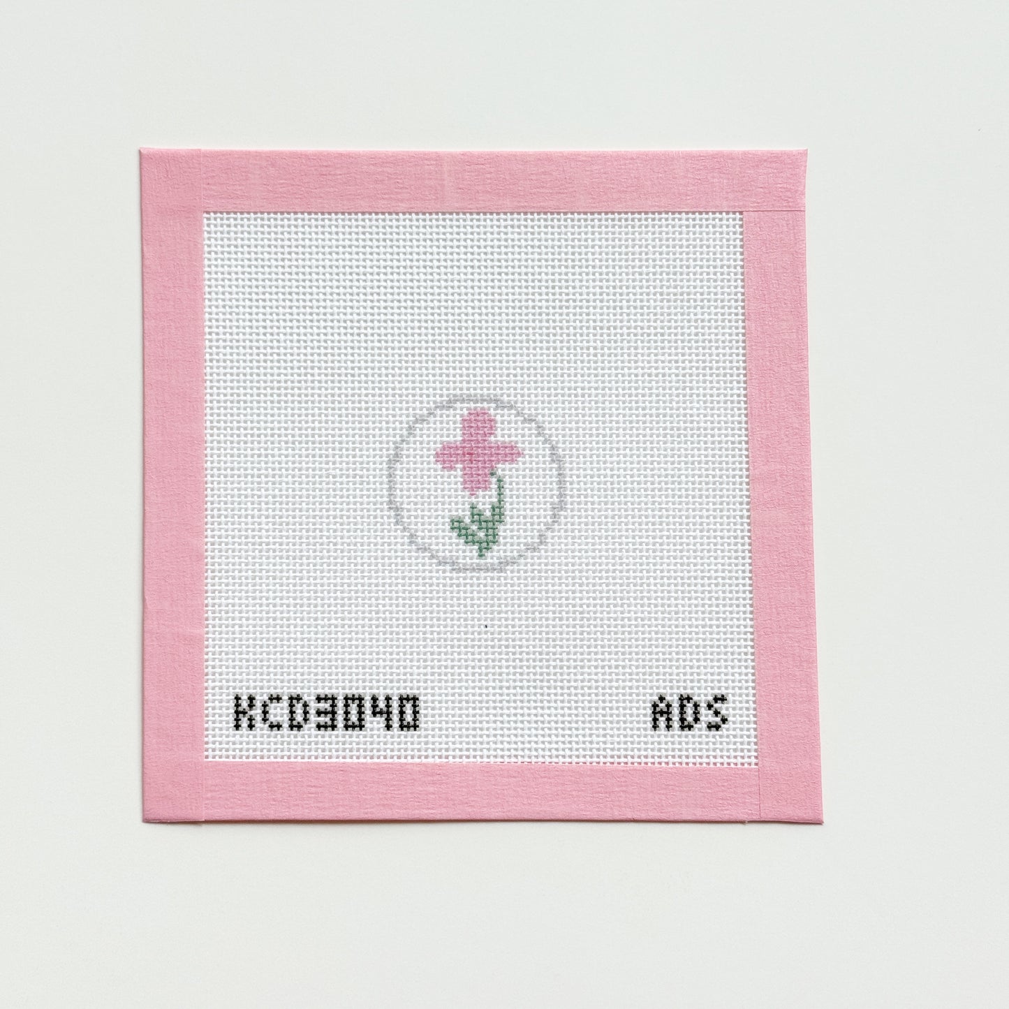 Mini Flower Key Fob Insert Needlepoint Canvas, 18 Mesh, 1"x1" Round Canvas, Bag Tag Needlepoint Canvas