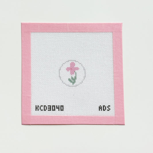 Mini Flower Key Fob Insert Needlepoint Canvas, 18 Mesh, 1"x1" Round Canvas, Bag Tag Needlepoint Canvas