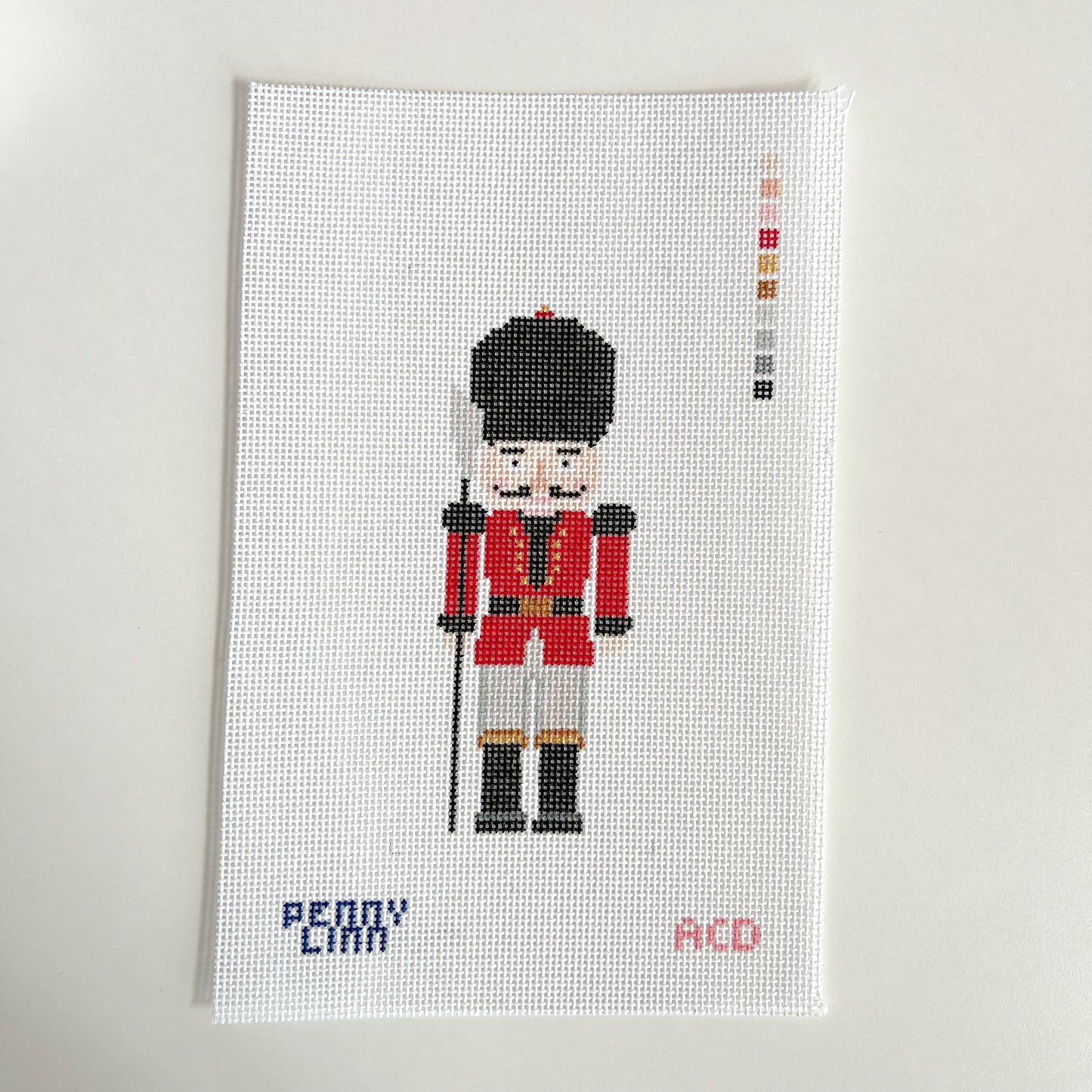Nutcracker Soldier in Red Needlepoint Canvas, 13 Mesh, 7" x 3" Design Size