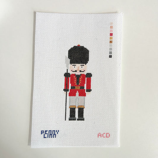 Nutcracker Soldier in Red Needlepoint Canvas, 13 Mesh, 7" x 3" Design Size
