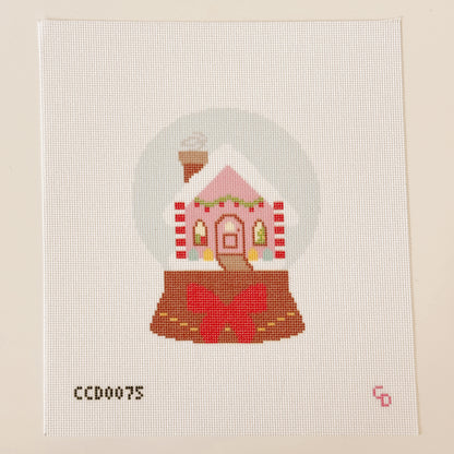 Christmas Snow Globe Needlepoint Ornament, Christmas Needlepoint Canvas, 18 Mesh, 4"x6" Design