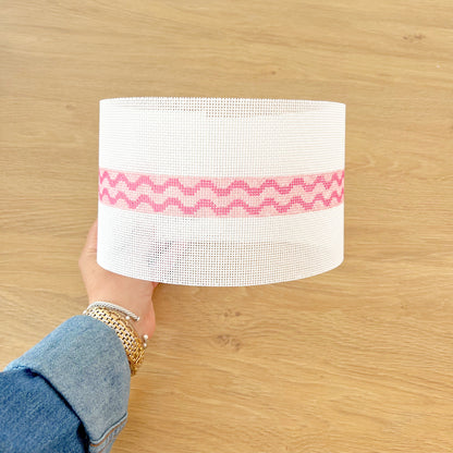 Pink Squiggle Hatband Needlepoint Canvas, 13 Mesh,  1.15" x 25" Design Size