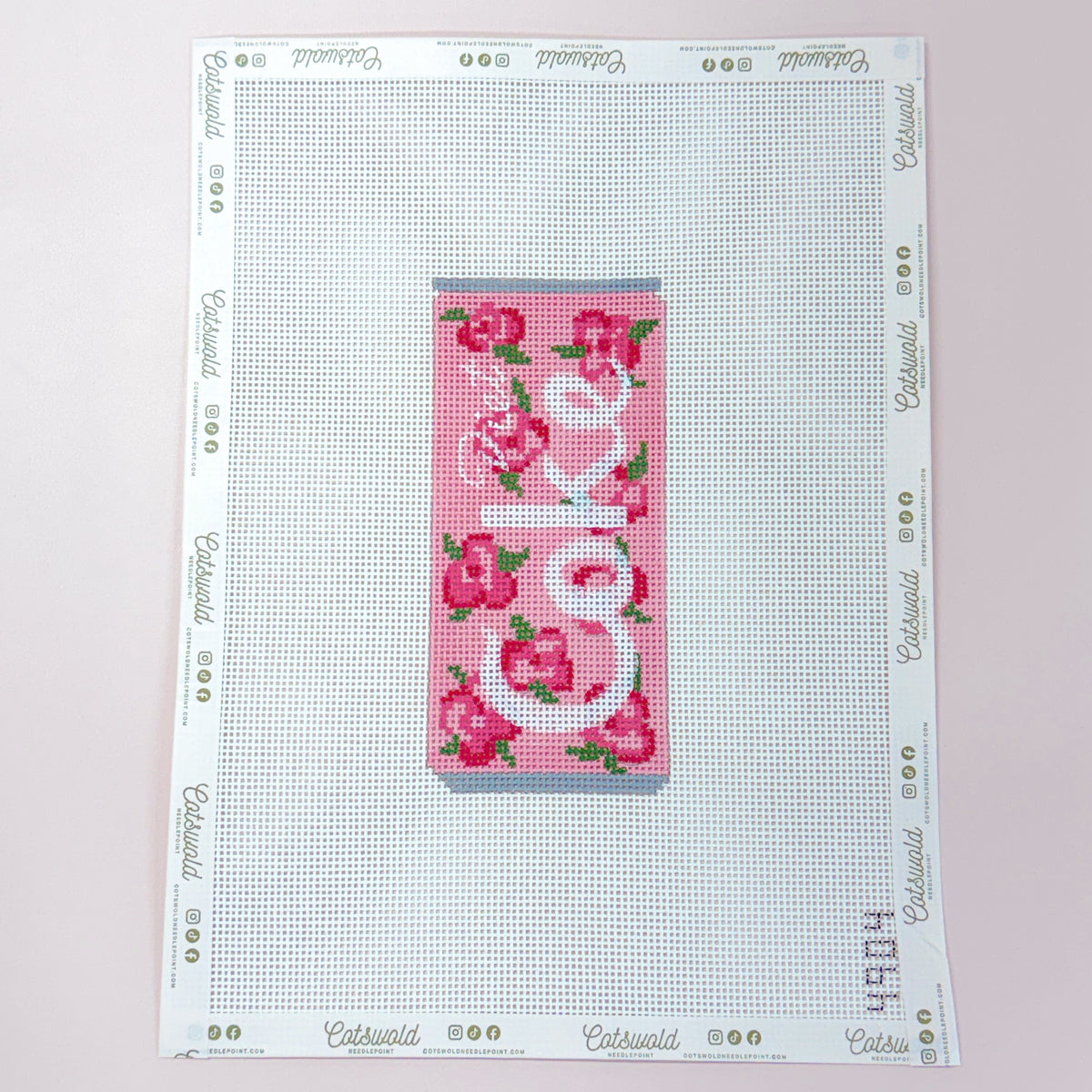 Pink Floral Diet Coke Can Needlepoint Canvas, 13 Mesh, 5"x8" Design