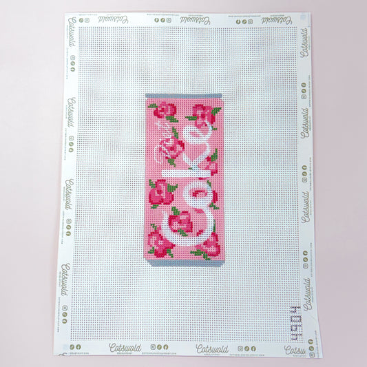 Pink Floral Diet Coke Can Needlepoint Canvas, 13 Mesh, 5"x8" Design