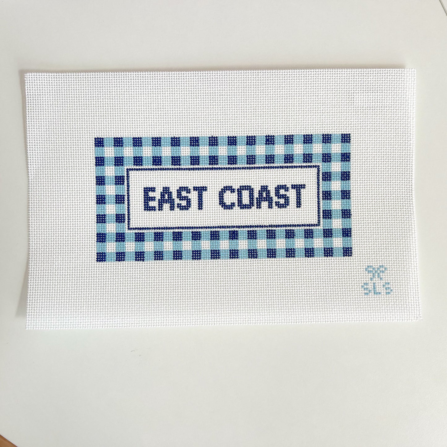 East Coast Blue Gingham Needlepoint Canvas, 13 Mesh,  4" x 8.3" Design Size