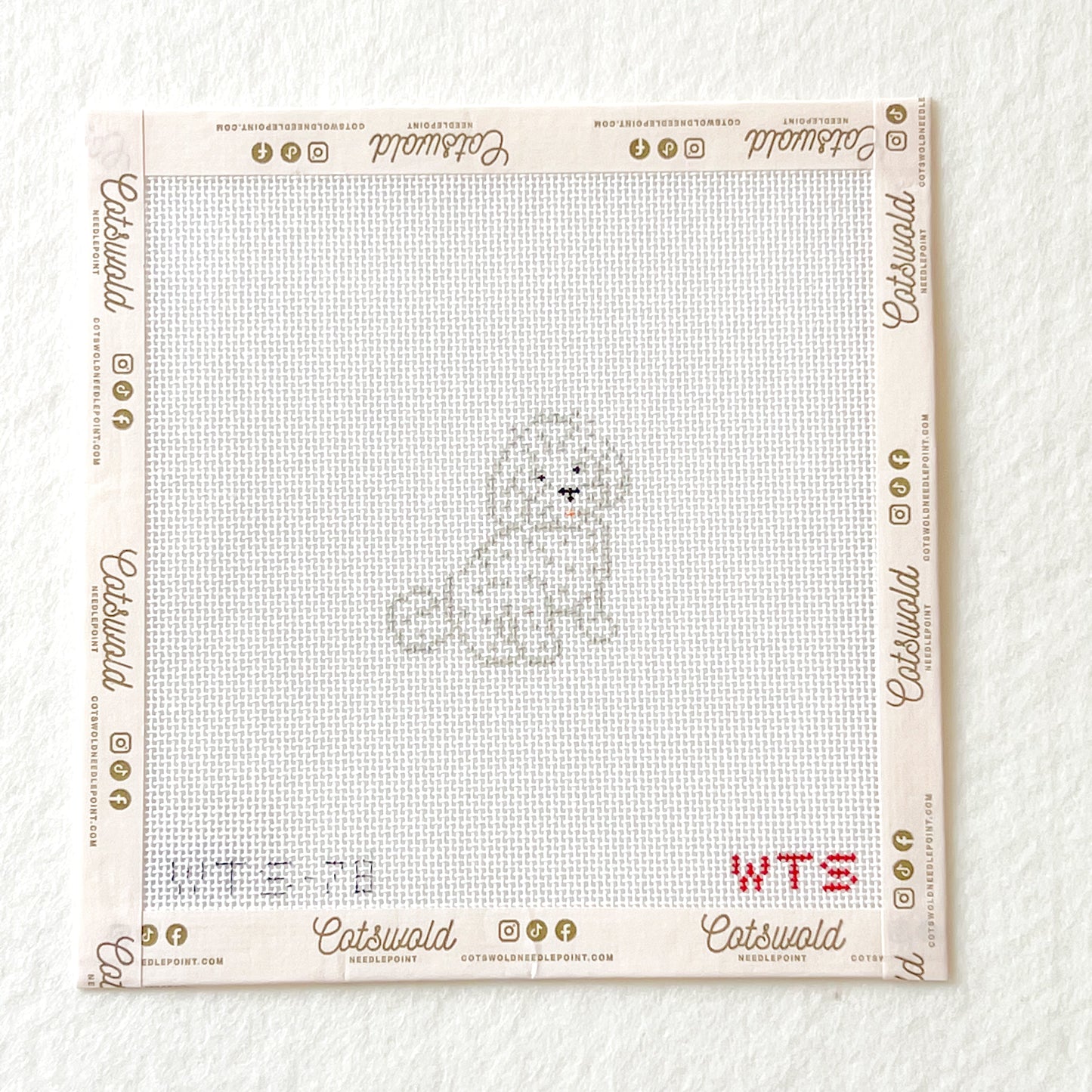 Mini White Poodle Needlepoint Canvas, Hand Painted Poodle Needlepoint, 18 Mesh, Mini Dog Needlepoint Canvas, 1.5x2.5 Design