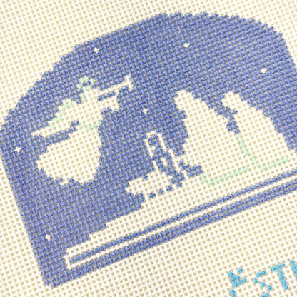 Blue Nativity Needlepoint Canvas, Religious Christmas Needlepoint, Nativity Scene Canvas, 13 Mesh, 6x4 Design