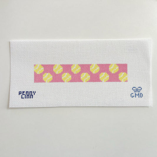 Tennis Key Fob Pink Needlepoint Canvas, 13 Mesh, 1.62" x 8.31" Design Size