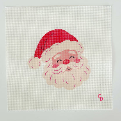 Cheery Santa Needlepoint Canvas, 18 Mesh, Artisan Printed, 4x4 Design