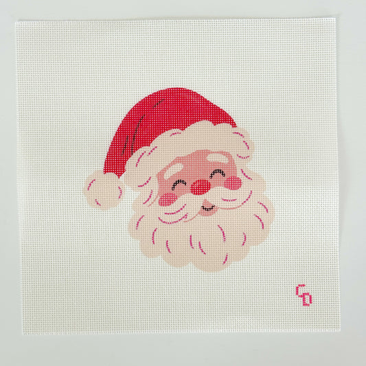 Cheery Santa Needlepoint Canvas, 18 Mesh, Artisan Printed, 4x4 Design