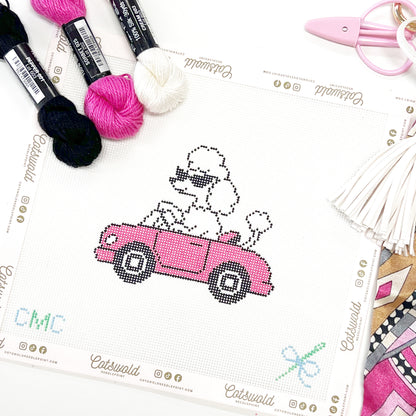 Poodle in Pink Convertible Needlepoint Canvas, Aesthetic Needlepoint Canvas, 18 Mesh, 4x3 Design