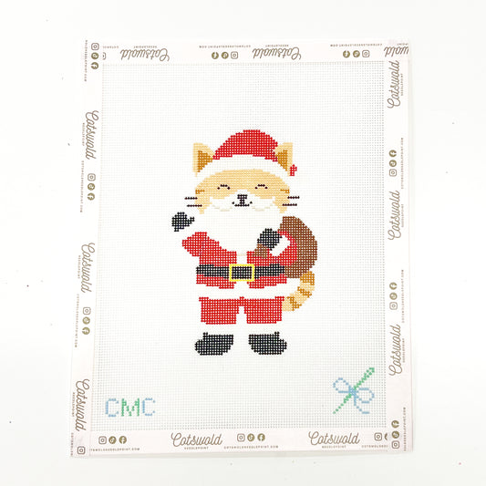Christmas Cat Needlepoint Canvas, Kitty Needlepoint Canvas, 18 Mesh, 3x5 Design