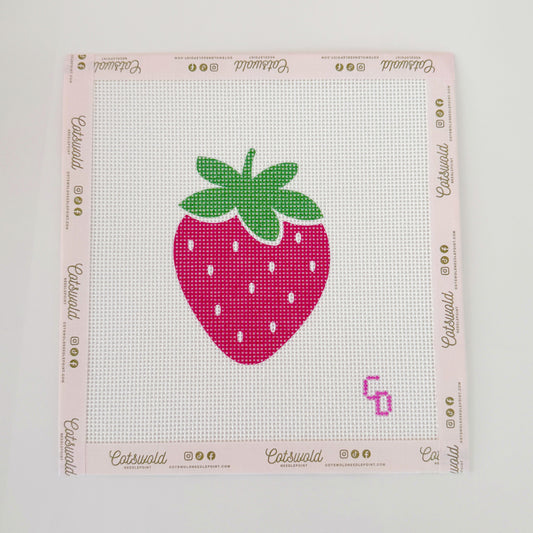 Strawberry Beginner Needlepoint Canvas, 4x4 Design, 13 Mesh