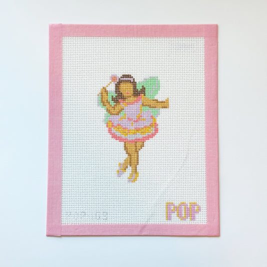 Whimsical Fairy Character Needlepoint Canvas, Fairytale Canvas, 13 mesh, 4.6" x 3"