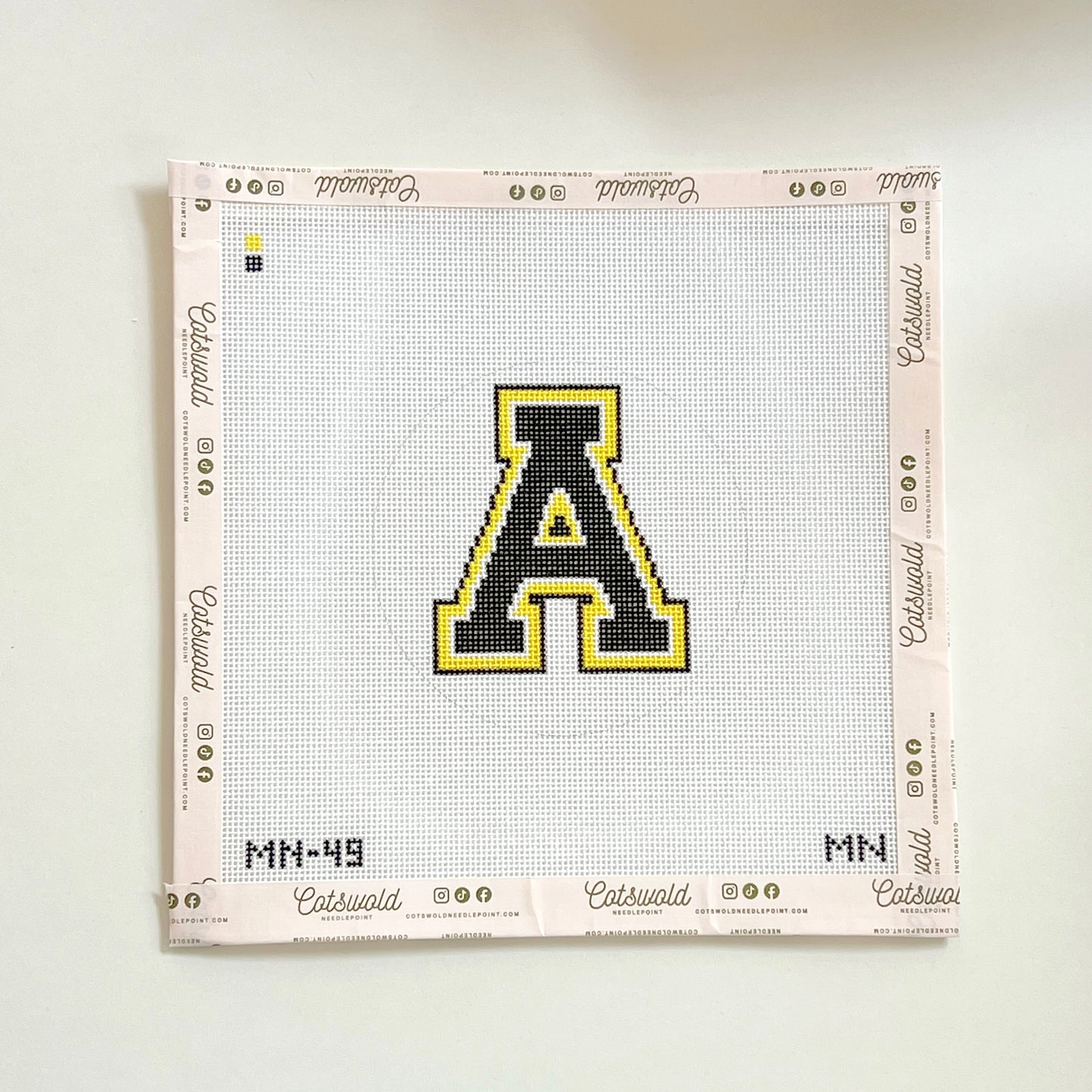 App State "A" Needlepoint Canvas, 18 Mesh, 4”x4” Designs Size