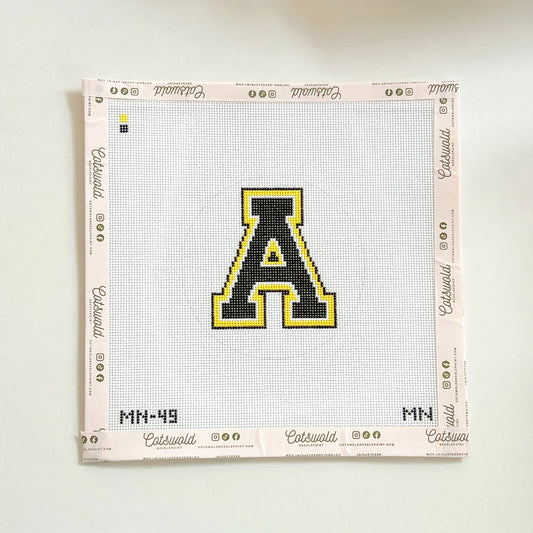 App State "A" Needlepoint Canvas, 18 Mesh, 4”x4” Designs Size
