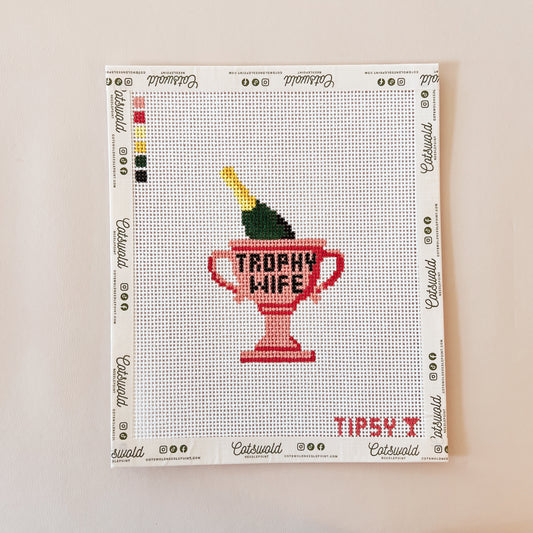 Pink Trophy Wife Needlepoint Canvas, 13 Mesh, 3.0 x 4.1 inches Design Size