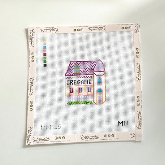 Oregano Village House Needlepoint Canvas, 18 Mesh, 3"x2" Design Size