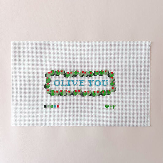 Olive You Signs Needlepoint Canvas, 18 Mesh, 5"x2" Design Size