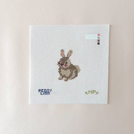 Brown Easter Bunny Needlepoint Canvas, 18 Mesh,  2.5" x 1.8" Design Size