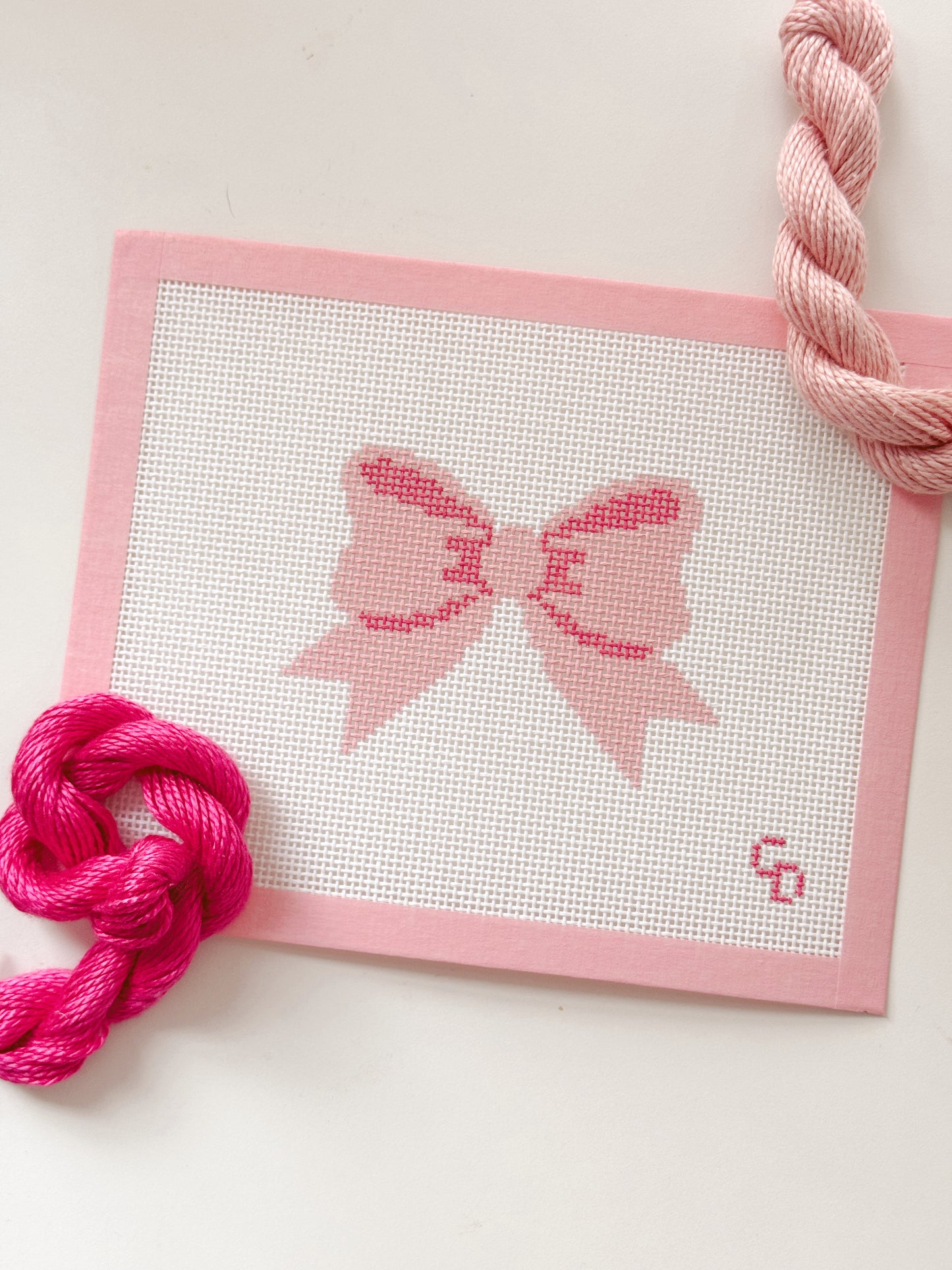 Aesthetic Pink Bow Coquette Needlepoint Canvas, 13 Mesh Bow Beginner Needlepoint Canvas, 2"x4" Bow Canvas