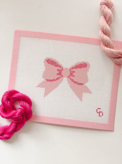Aesthetic Pink Bow Coquette Needlepoint Canvas, 13 Mesh Bow Beginner Needlepoint Canvas, 2"x4" Bow Canvas