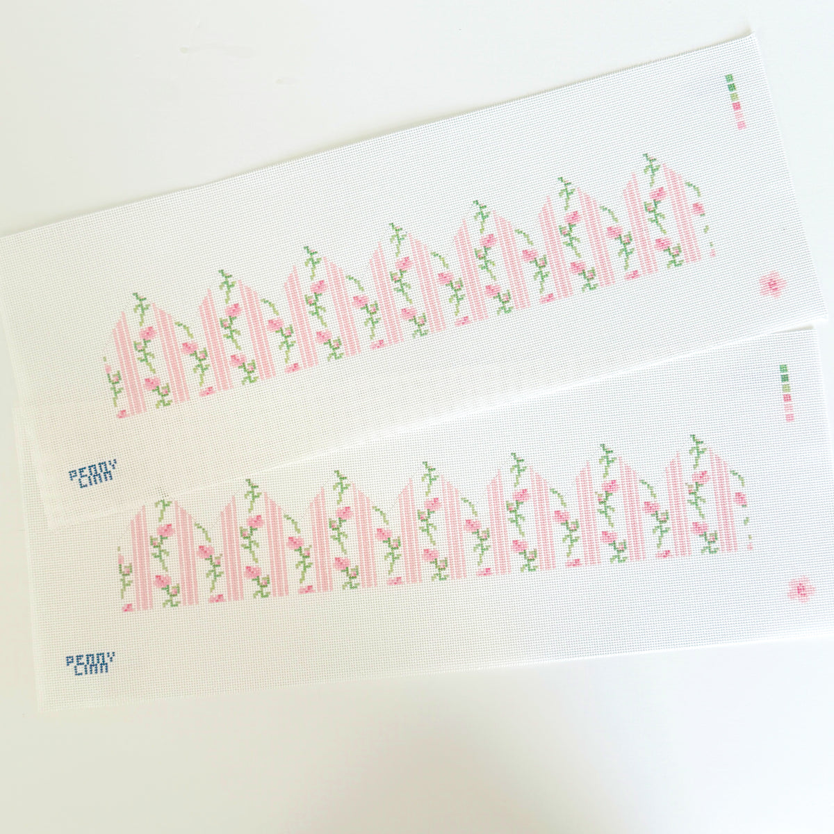 Vintag Floral Striped Crown Needlepoint Canvas, Birthday Needlepoint, 18 Mesh