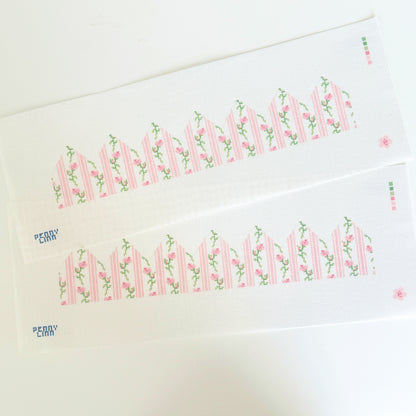 Vintag Floral Striped Crown Needlepoint Canvas, Birthday Needlepoint, 18 Mesh