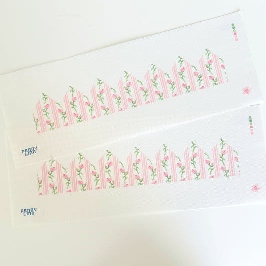 Vintag Floral Striped Crown Needlepoint Canvas, Birthday Needlepoint, 18 Mesh