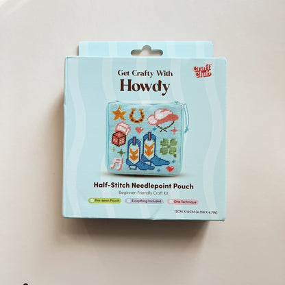 Howdy Needlepoint Pouch Self Finishing