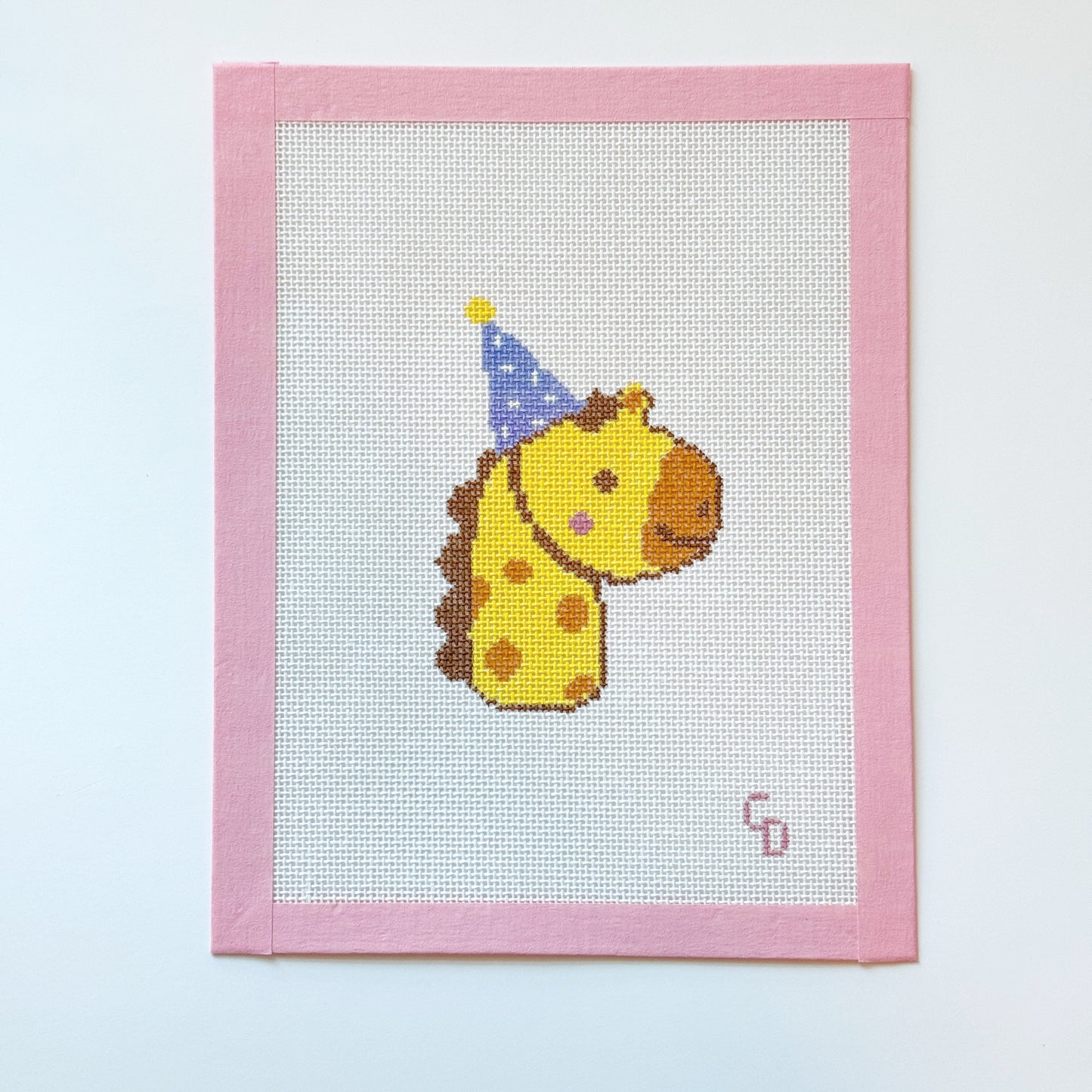 Birthday Party Giraffe Animal Needlepoint Canvas, 18 Mesh, 2x3.5 Design