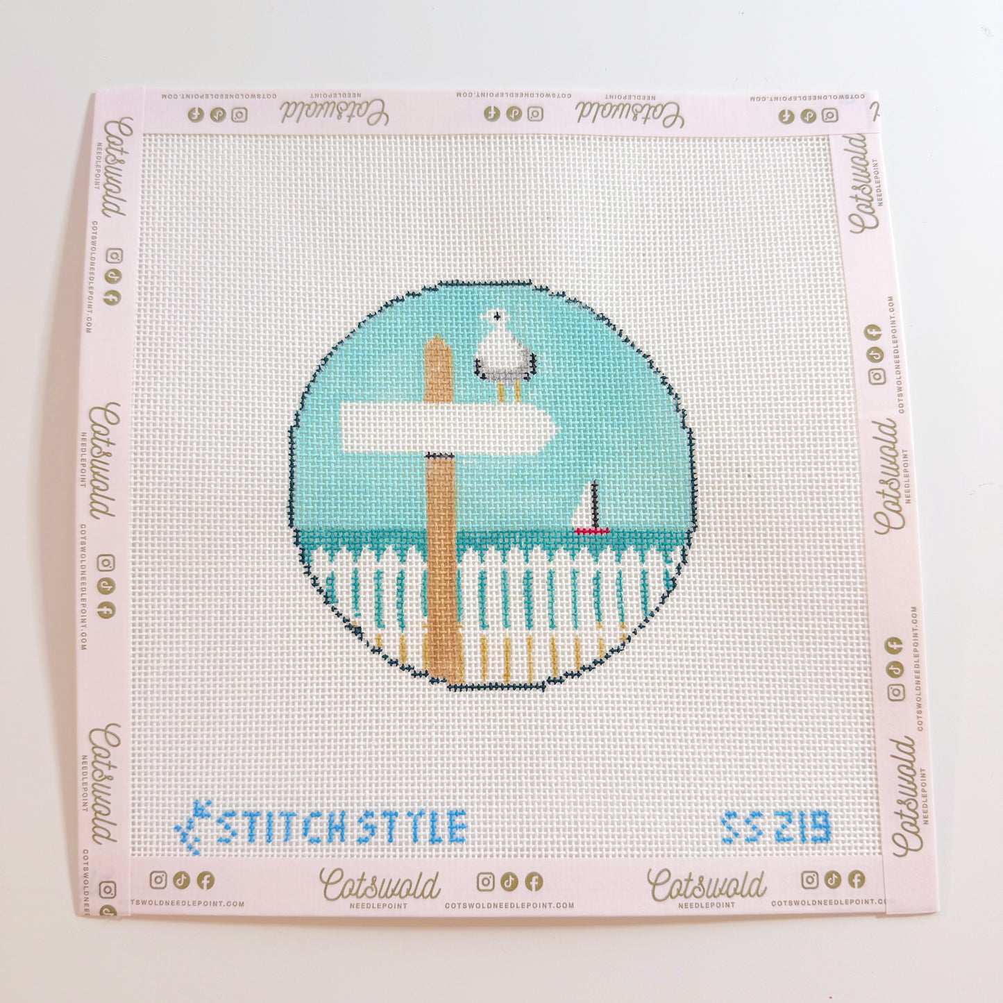Beach Sign Needlepoint Canvas, Beach Summer Needlepoint Canvas, 18 Mesh, 4x4 Design