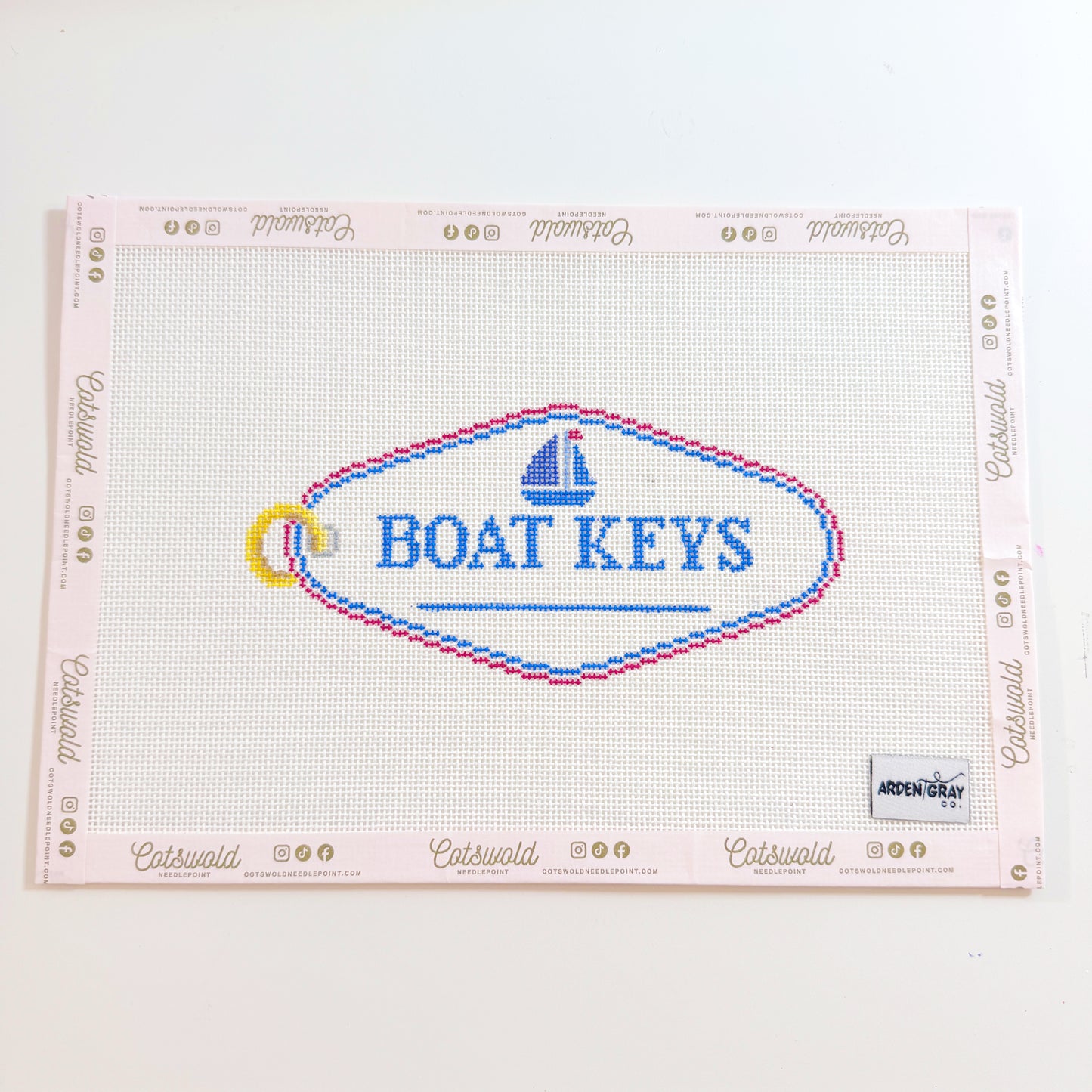 Boat Keys Needlepoint Canvas, 18 Mesh, 6x2 Design