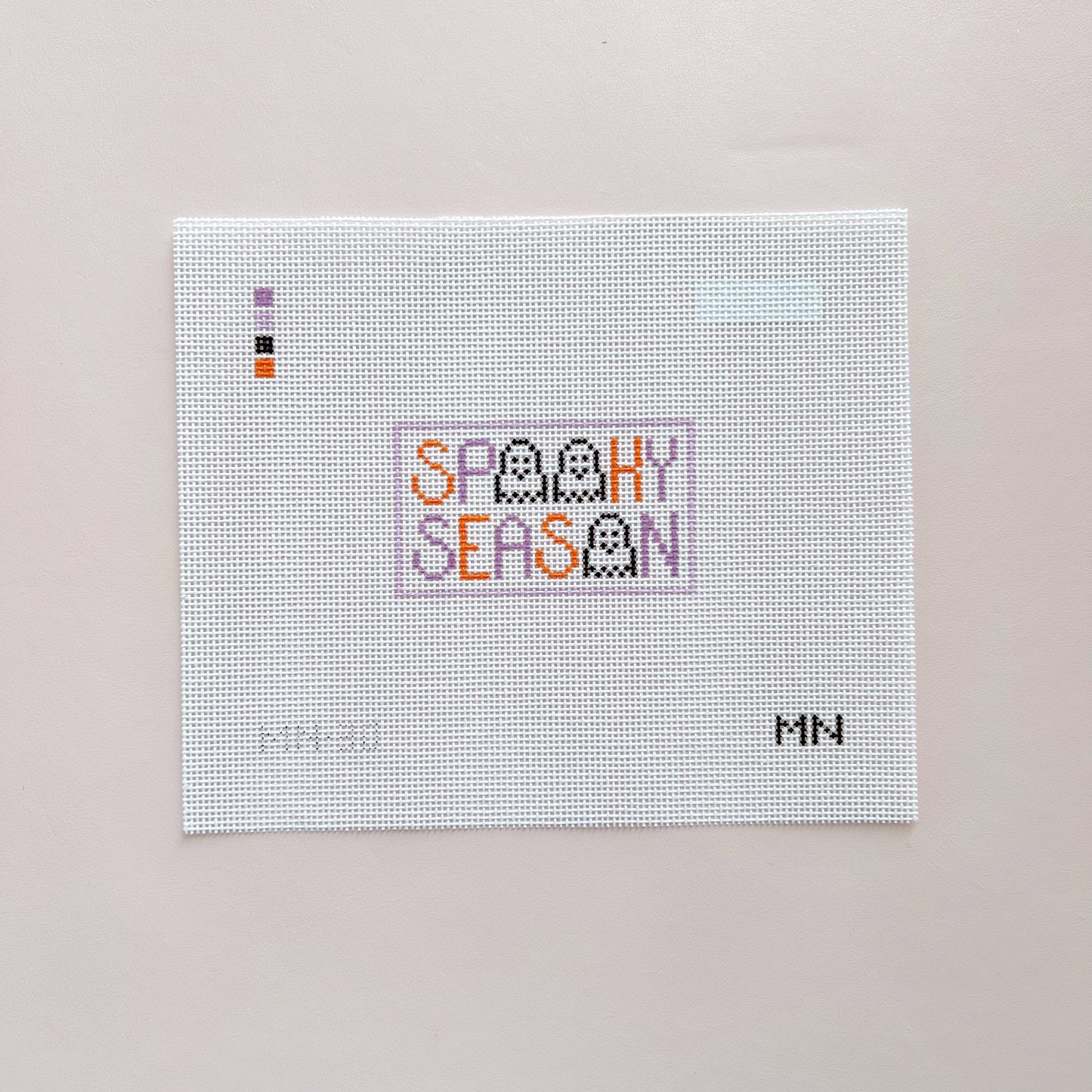 Spooky Season Ghost Halloween Sign Needlepoint Canvas, 18 Mesh, 4.5x3 Design