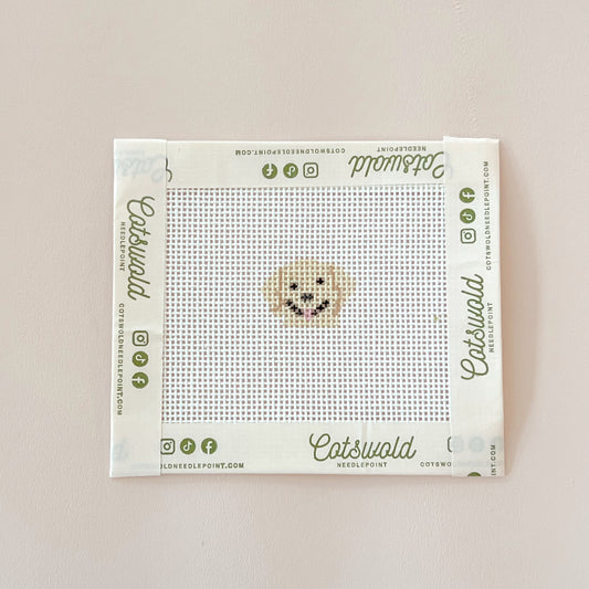 Sonny Extra Mini Golden Retriever Needlepoint Canvas, 18 Mesh, 1" Round