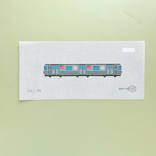 NYC Subway Train Key Fob Needlepoint Canvas, 18 Mesh, 1.25"x7.25" Design Size