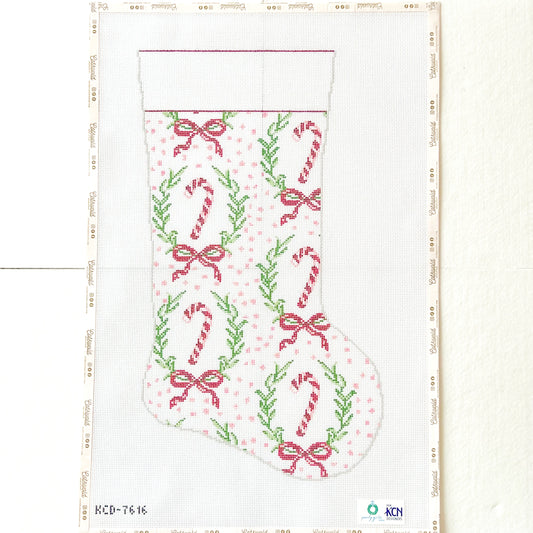 Candy Cane Full Size Christmas Stocking Needlepoint Canvas, Heirloom Needlepoint Stocking Canvas, 13 Mesh