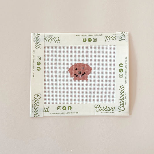 Murphy Extra Mini Golden Retriever Needlepoint Canvas, 18 Mesh, 1" Round