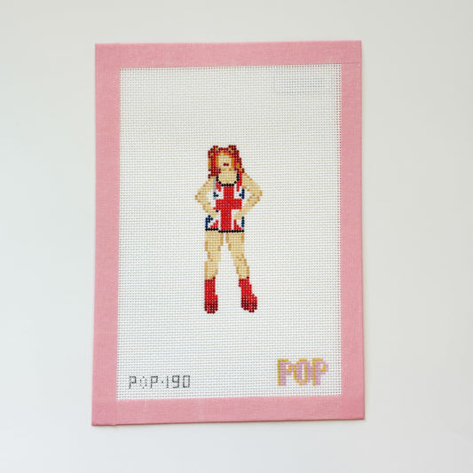 Ginger Spice Character Needlepoint Canvas, 18 mesh, 3.61" x 1.5", Pop Culture Needlepoint Canvas