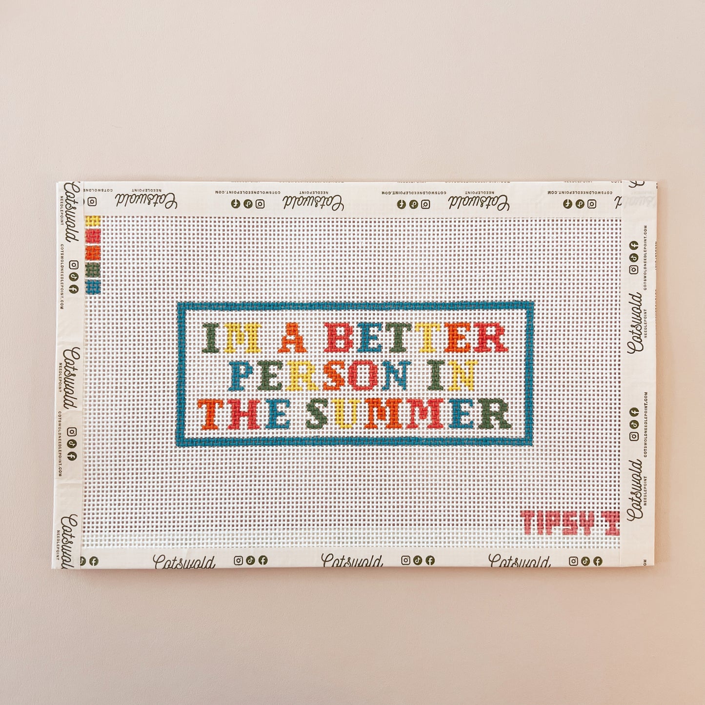 I'm A Better Person In The Summer Rainbow Sign Needlepoint Canvas, 13 Mesh, 6.5 x 2.6 inch Design Size